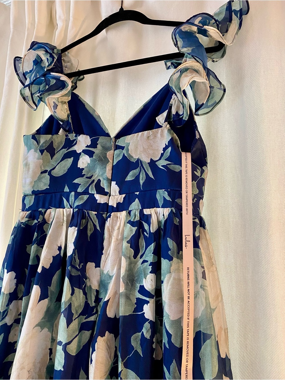 Lulus Soiree Perfection Navy Floral Ruffled Tiered Maxi Dress Blue - Size L - Picture 6 of 9